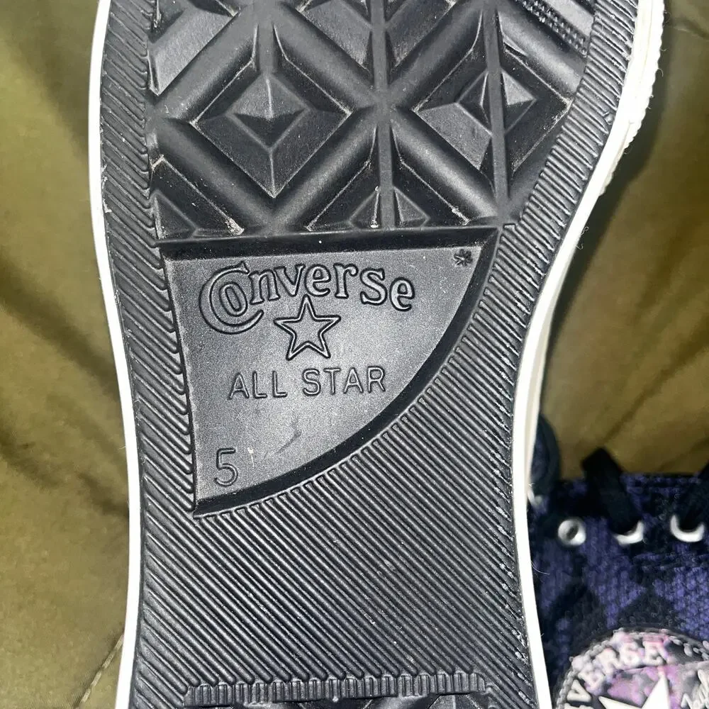Converse All Star Shoes Black Purple Women 7 Whimsygoth Goblincoren Goth Punk - Picture 10 of 14